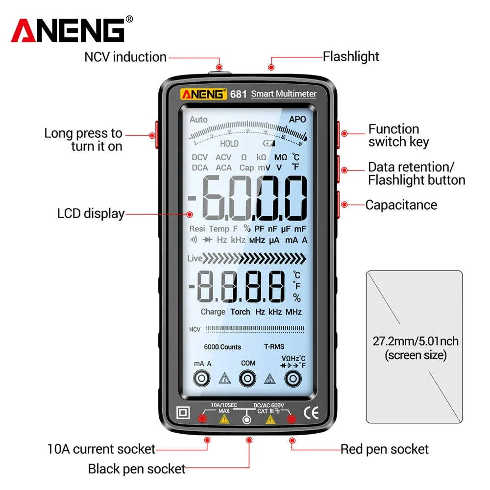 ANENG 681 Rechargeable True RMS Digital Multimeter - Image 4