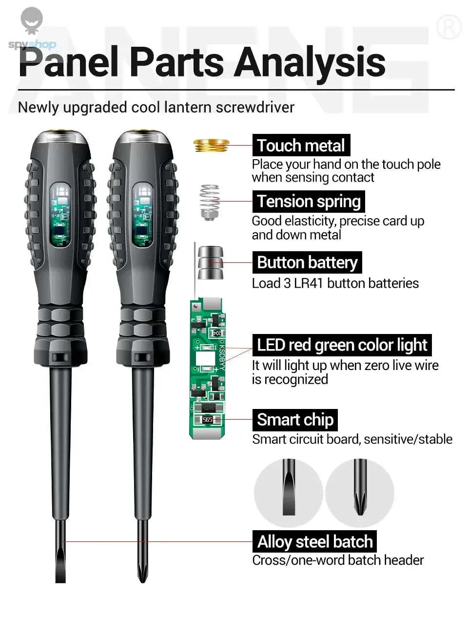 ANENG B05 Electrician Tester Pen with LED and Bits - Image 18