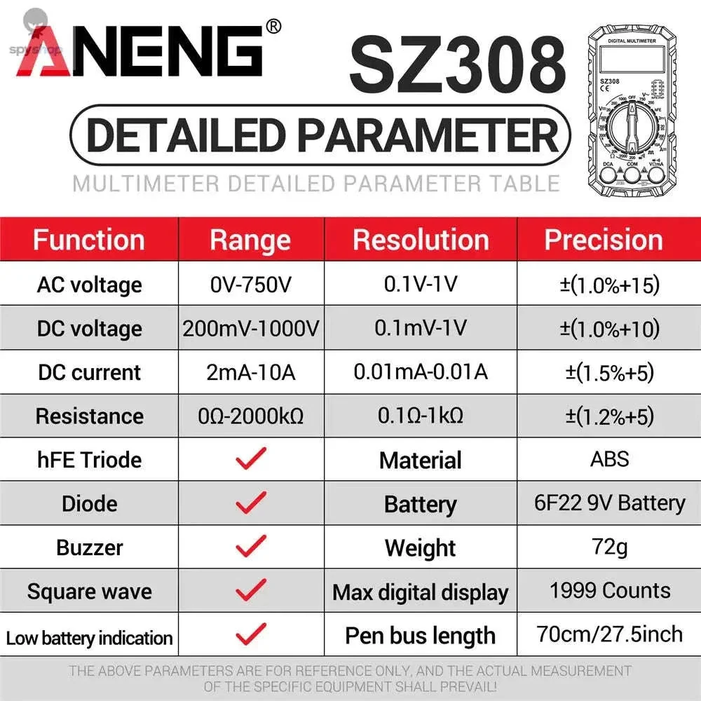 ANENG SZ308 Digital Multimeter for Everyday Electrical Testing - Image 7