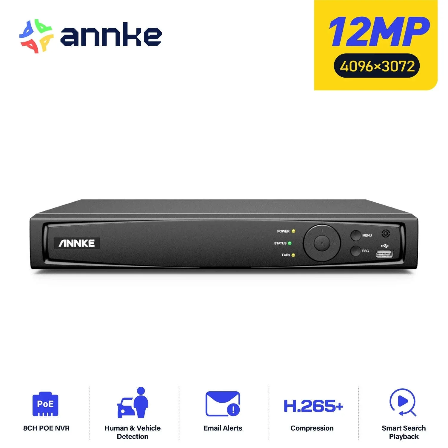 ANNKE 8-Channel 12MP PoE NVR for IP Camera Security