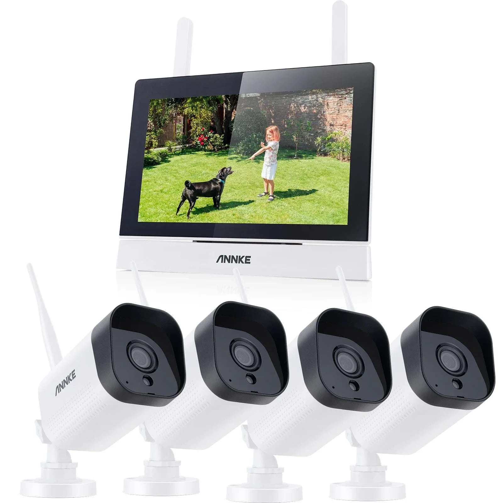 ANNKE 4-Camera Wireless NVR Security System with 7" Monitor