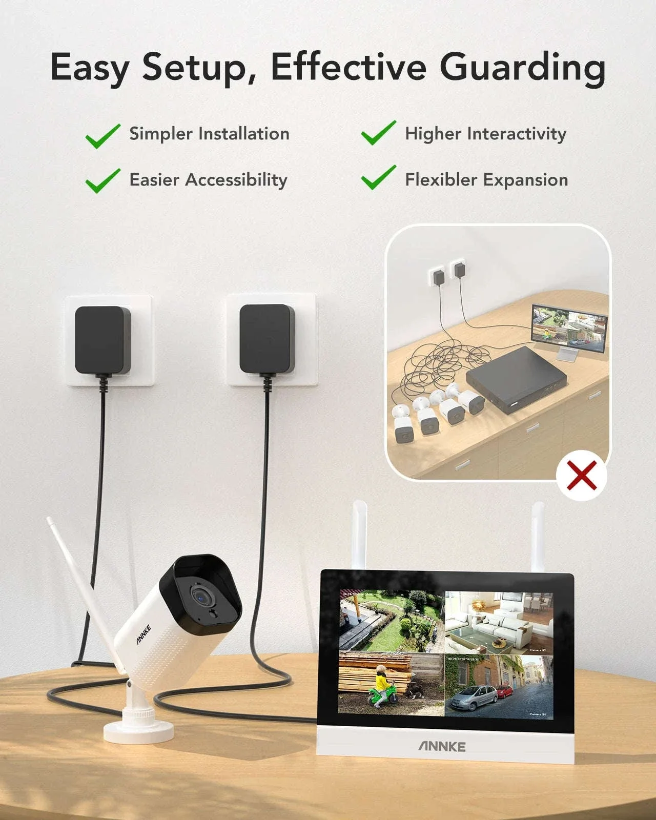 ANNKE 4-Camera Wireless NVR Security System with 7" Monitor - Image 4