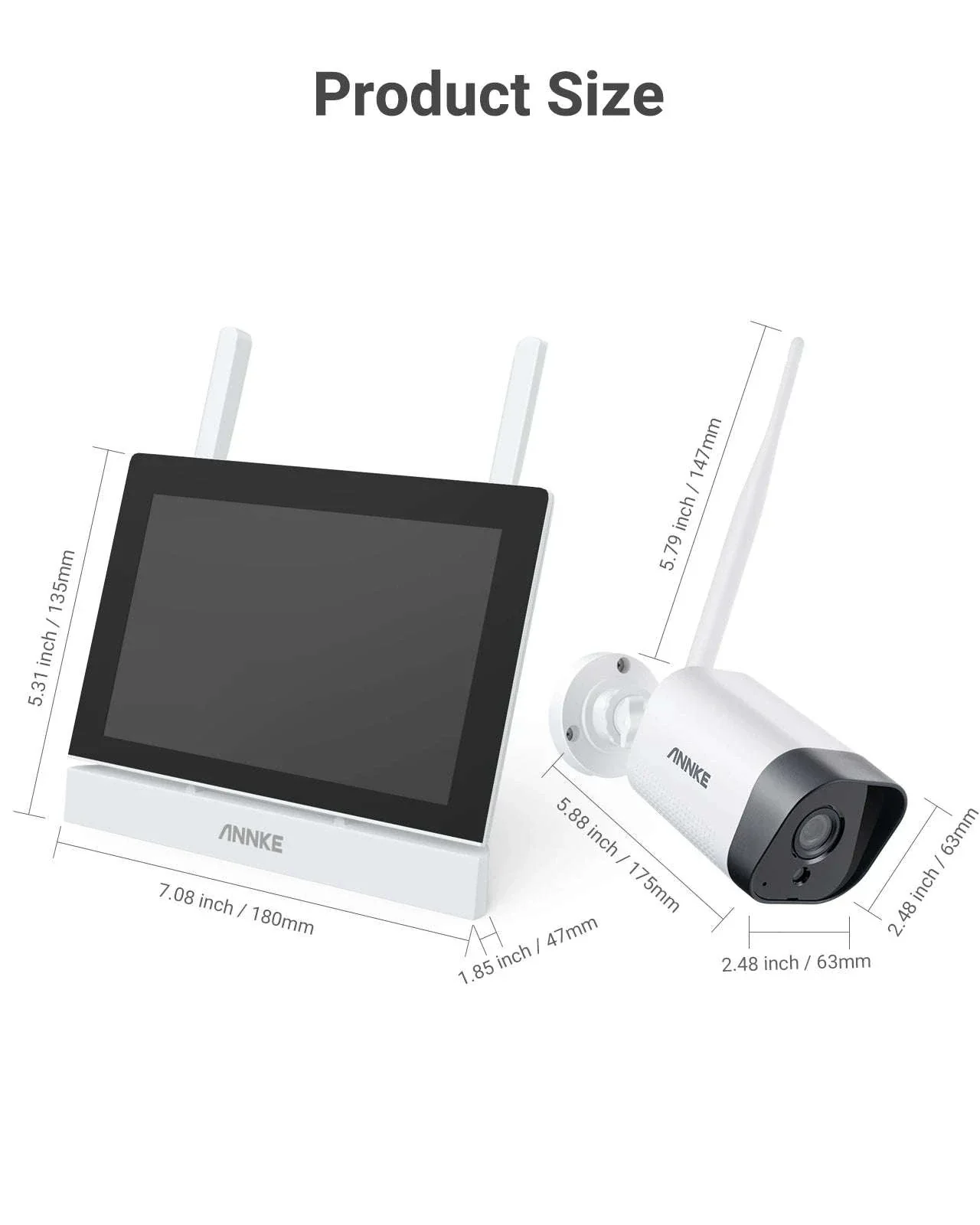 ANNKE 4-Camera Wireless NVR Security System with 7" Monitor - Image 8