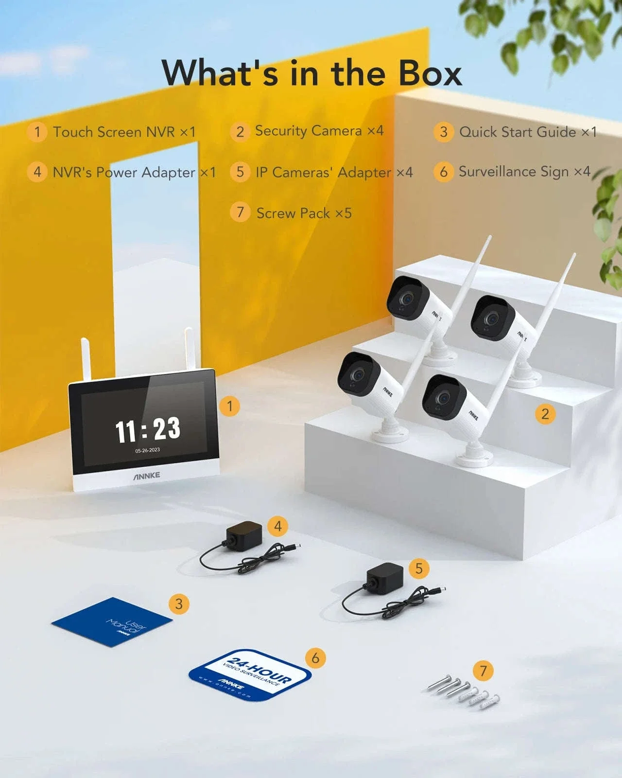 ANNKE 4-Camera Wireless NVR Security System with 7" Monitor - Image 9