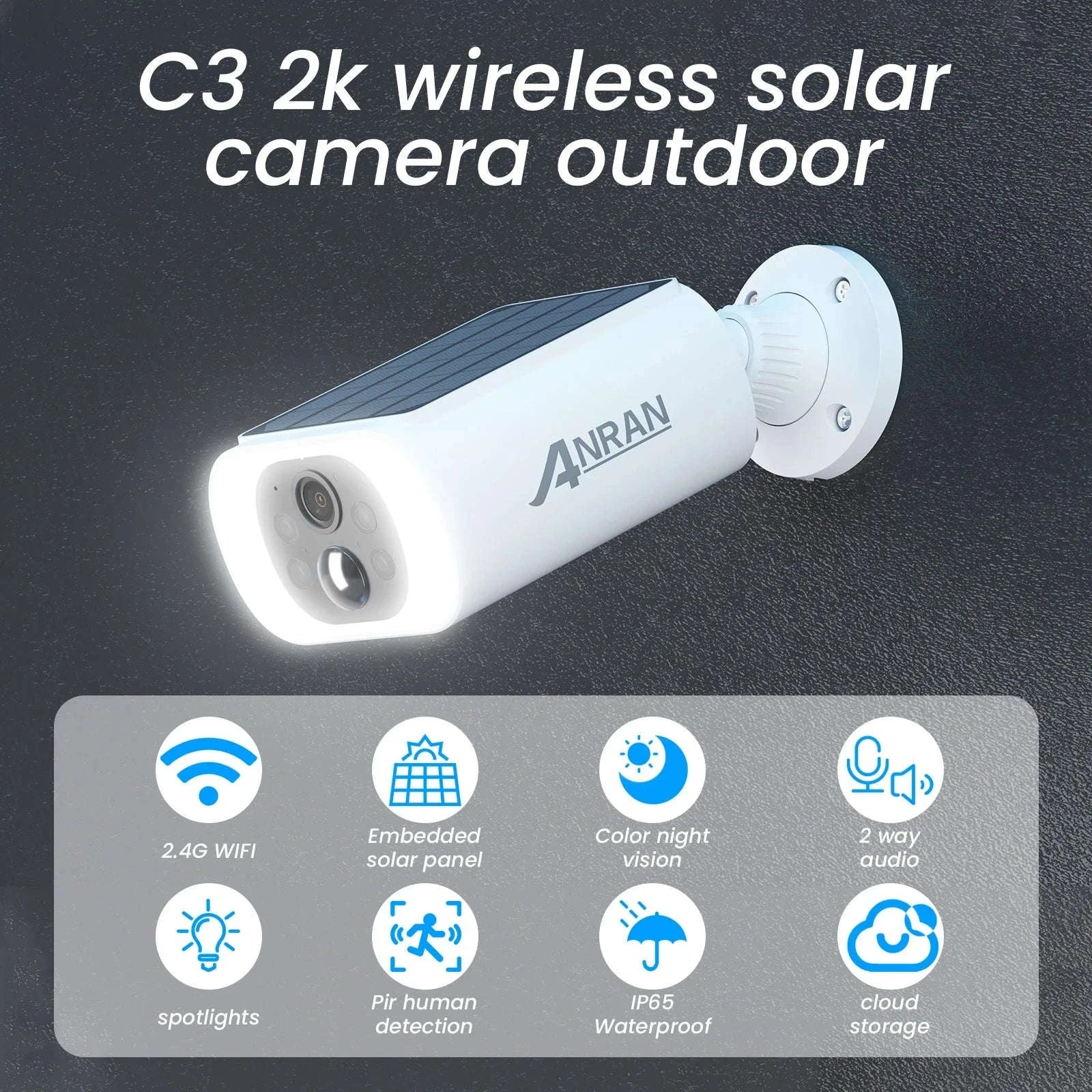 ANRAN 2K Solar Wireless Outdoor Security Camera 4-Pack - Image 7