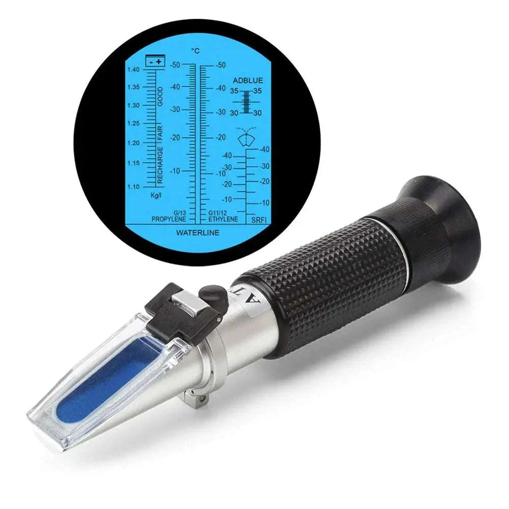 4-in-1 Automotive Refractometer for Antifreeze DEF Battery Fluid Testing