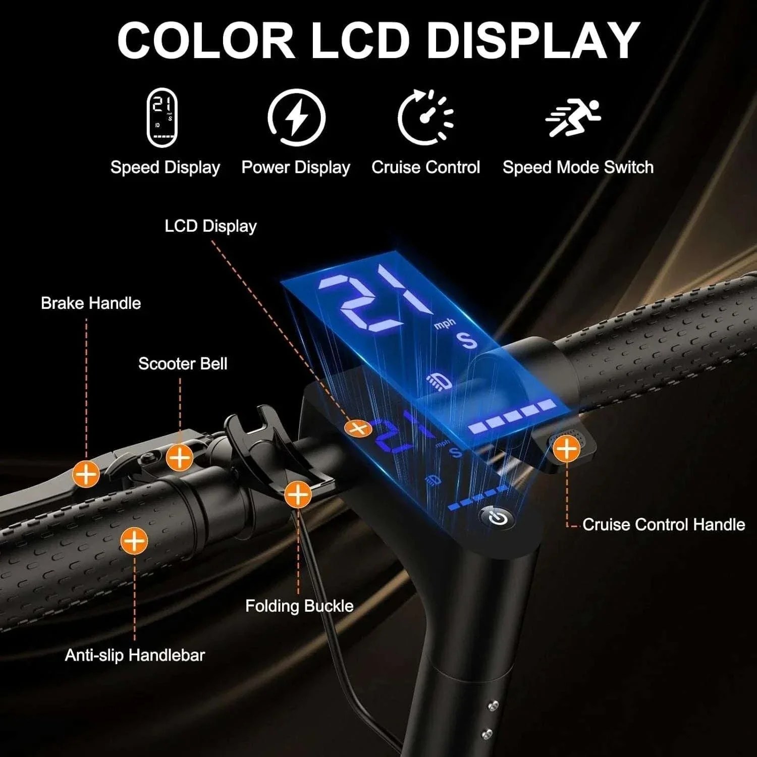 500W Electric Scooter 22MPH Foldable with App Control & Suspension - Image 2