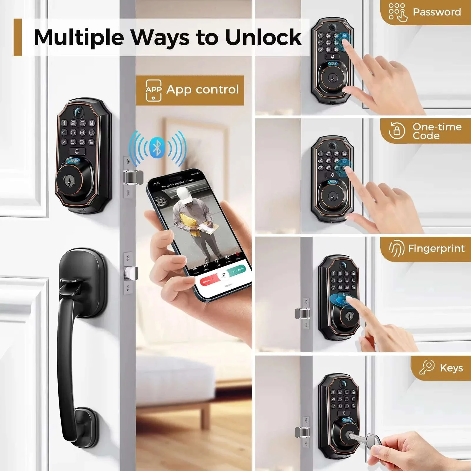 ARPHA D289H Smart WiFi Fingerprint Door Lock with Camera - Image 3