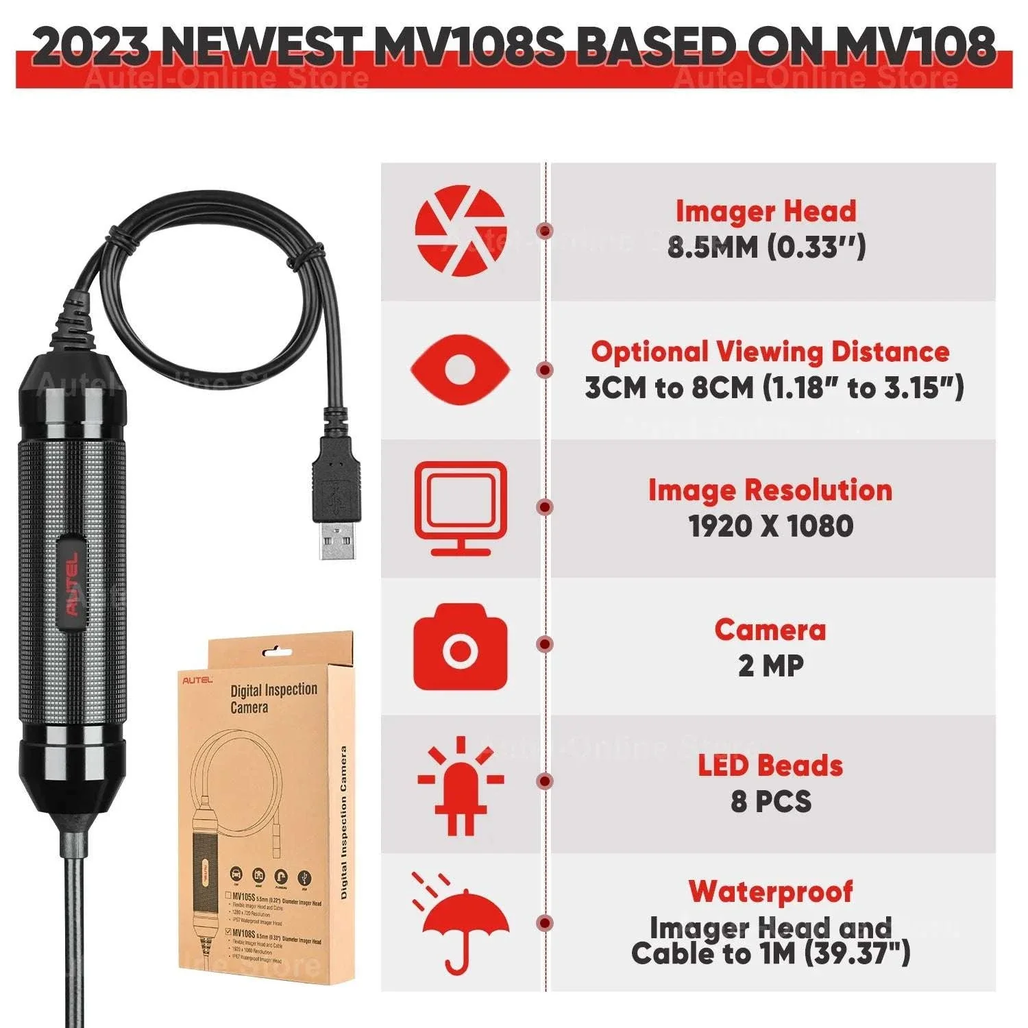 Autel MaxiVideo MV108S 1080P Inspection Camera, 8.5mm - Image 9