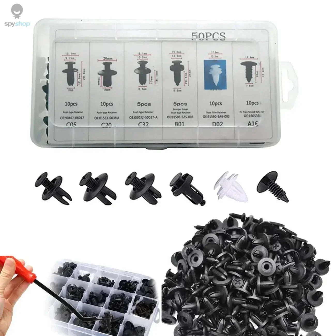 Auto Fastener Clip Mixed Car Body Push Retainer Kit - Image 11