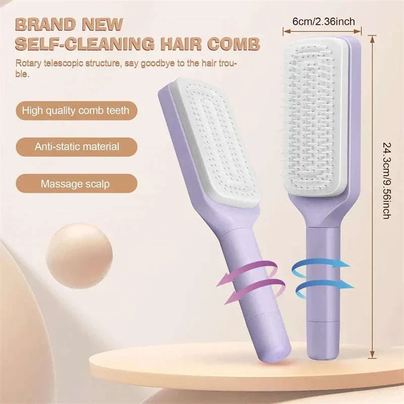 Self-Cleaning Rotating Hairbrush for Easier Detangling - Image 5