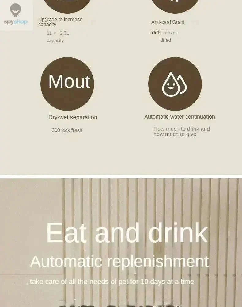 Automatic Pet Feeder with Gravity-Fed Food and Water Storage - Image 9