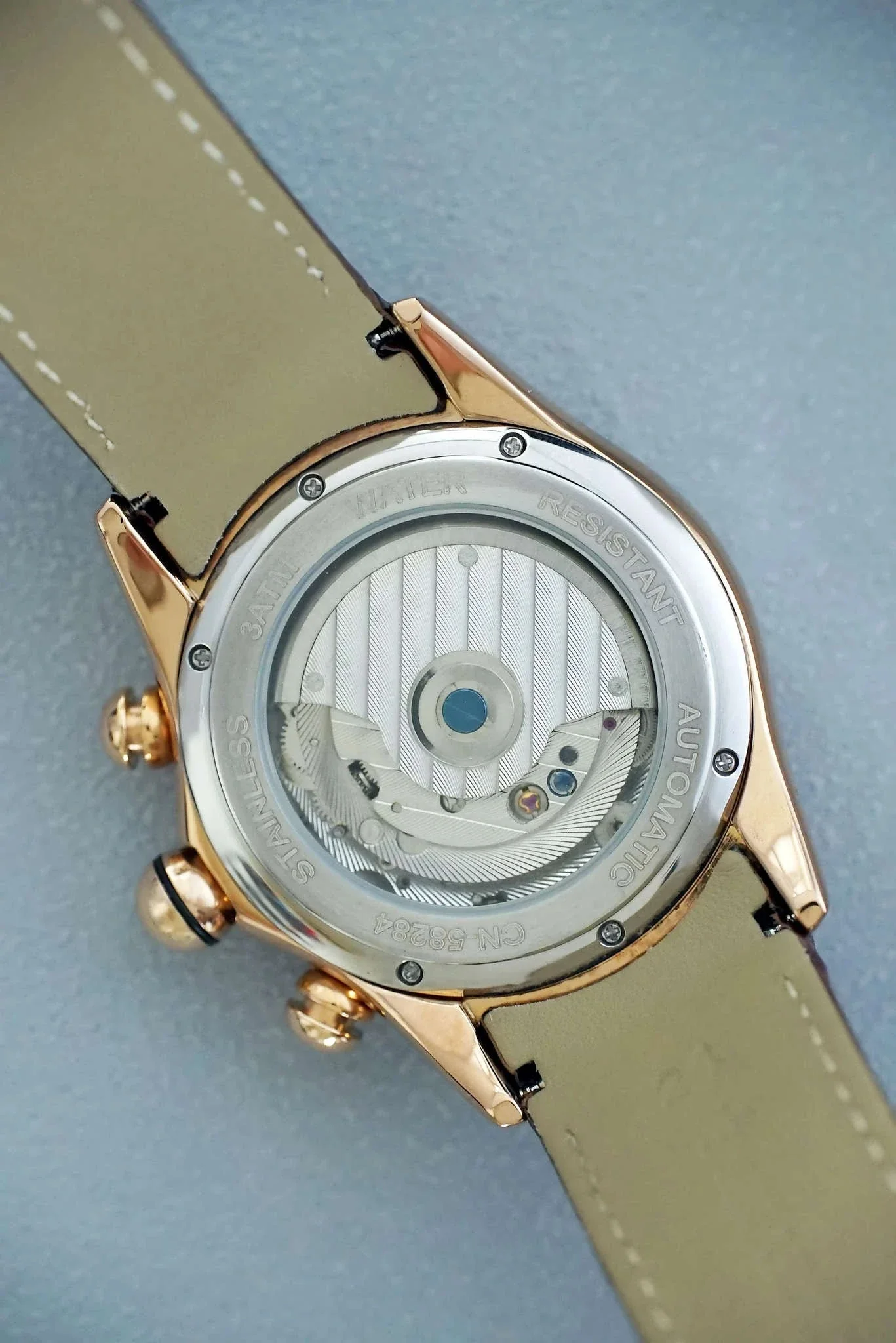 Automatic Skeleton Tourbillon Mechanical Watch with Leather Strap - Image 2