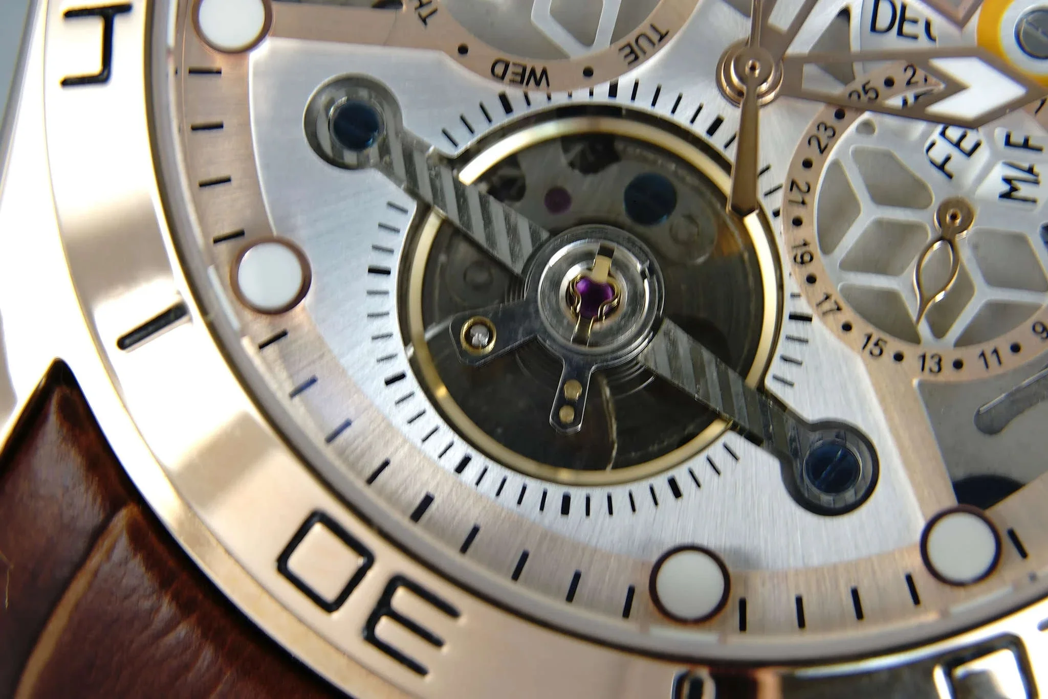 Automatic Skeleton Tourbillon Mechanical Watch with Leather Strap - Image 6
