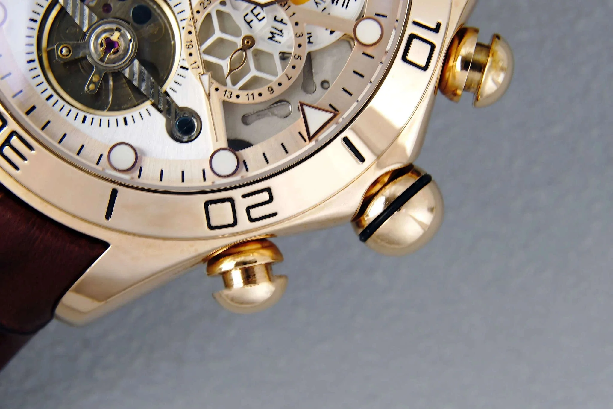 Automatic Skeleton Tourbillon Mechanical Watch with Leather Strap - Image 7