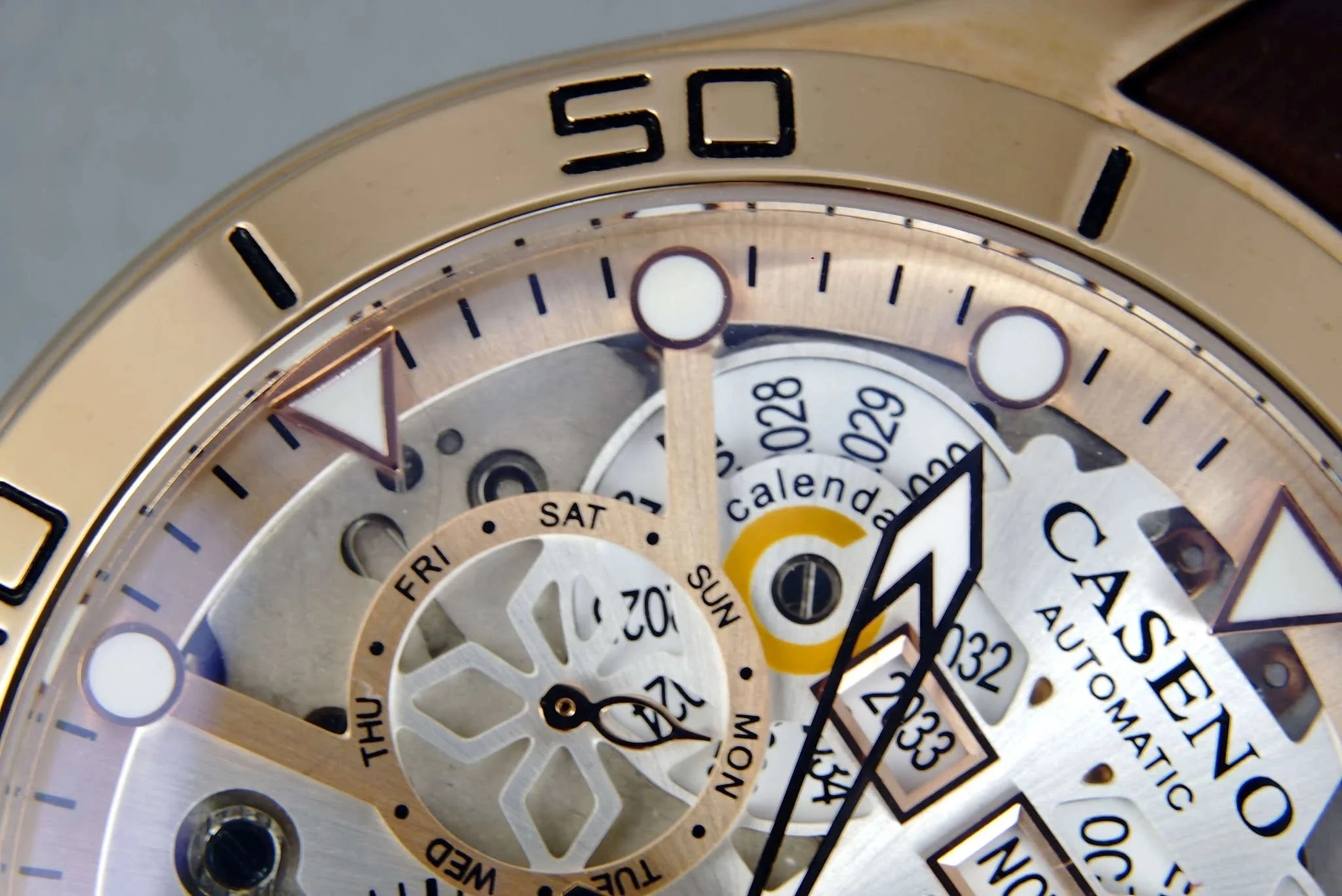 Automatic Skeleton Tourbillon Mechanical Watch with Leather Strap - Image 8