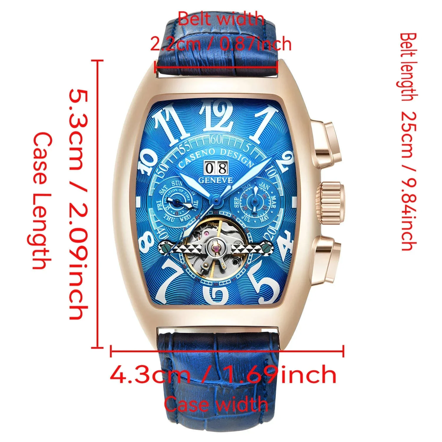 Automatic Skeleton Tourbillon Watch with Calendar and Luminous Dial - Image 8