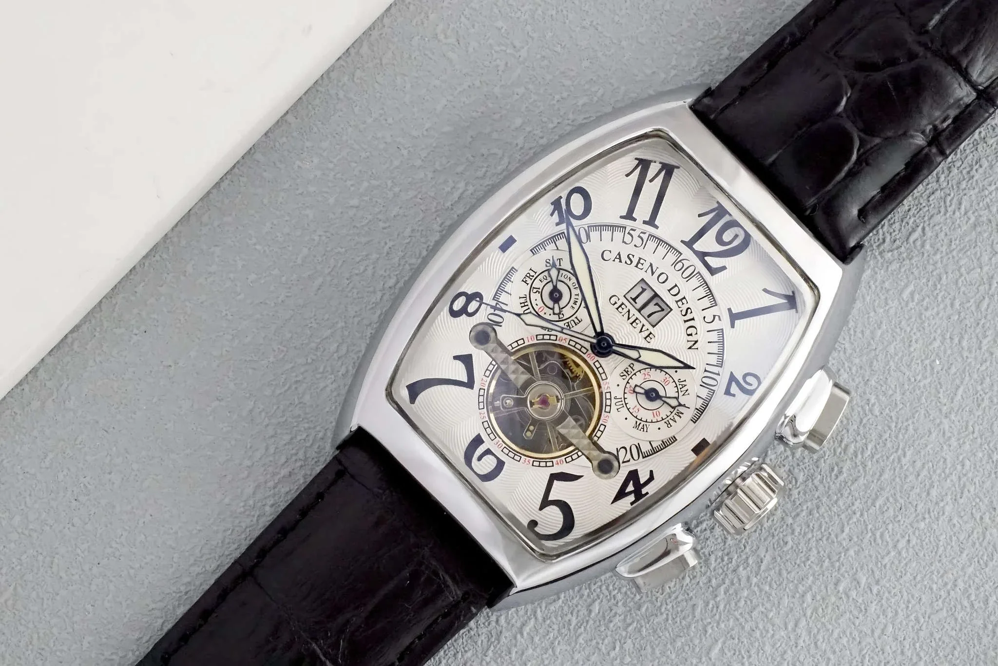 Automatic Skeleton Tourbillon Watch with Calendar and Luminous Dial - Image 9