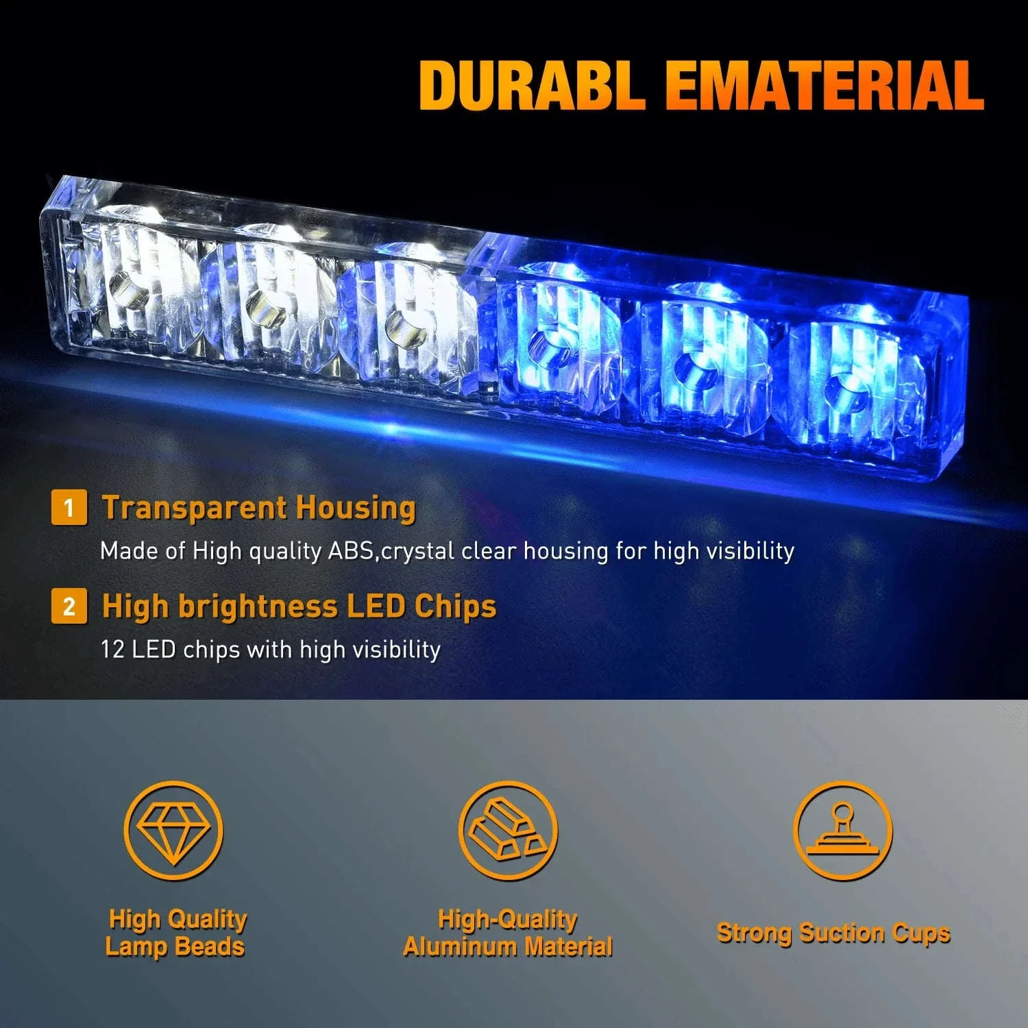 Automotive Strobe Traffic Advisor Light Bar 2-in-1 Dash Warning Light - Image 16