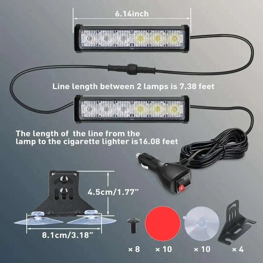 Automotive Strobe Traffic Advisor Light Bar 2-in-1 Dash Warning Light - Image 21