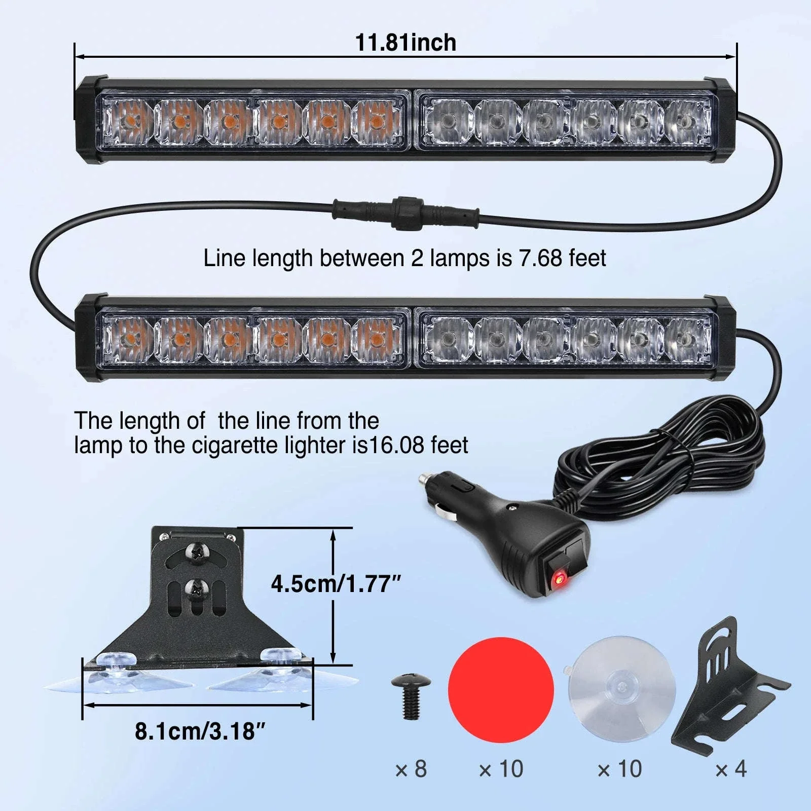 Automotive Strobe Traffic Advisor Light Bar 2-in-1 Dash Warning Light - Image 30