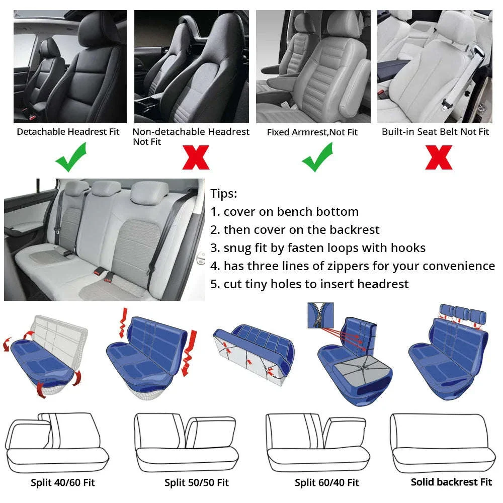 Embossed Tire Track Car Seat Covers with Full Interior Protection - Image 15