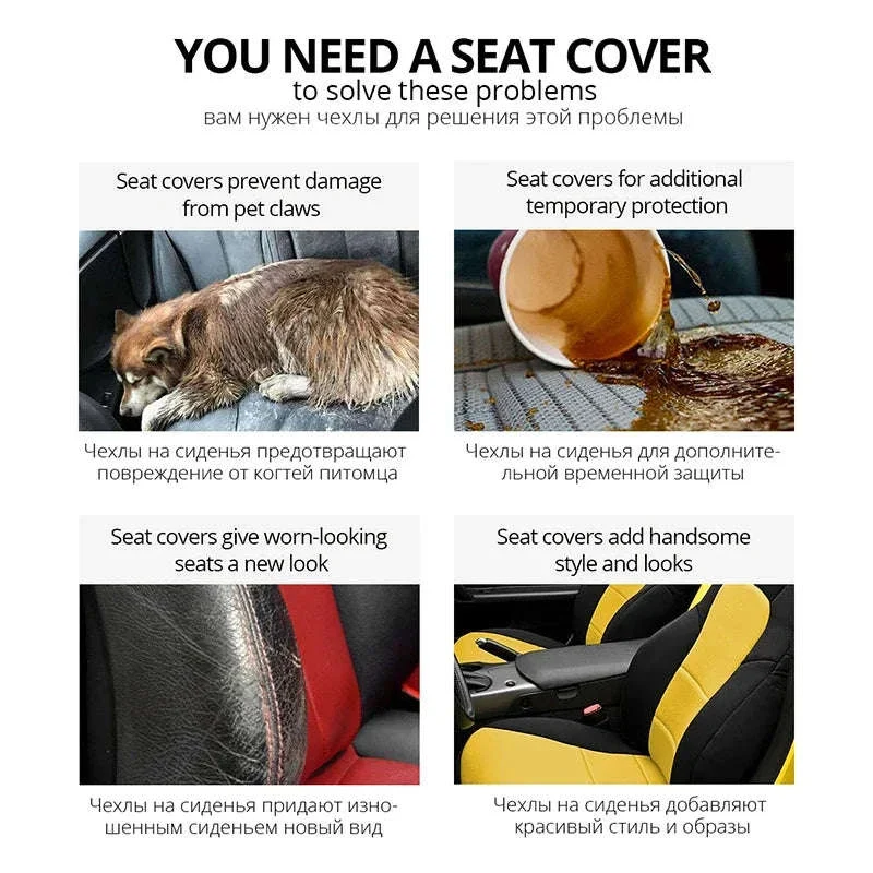 Embossed Tire Track Car Seat Covers with Full Interior Protection - Image 5
