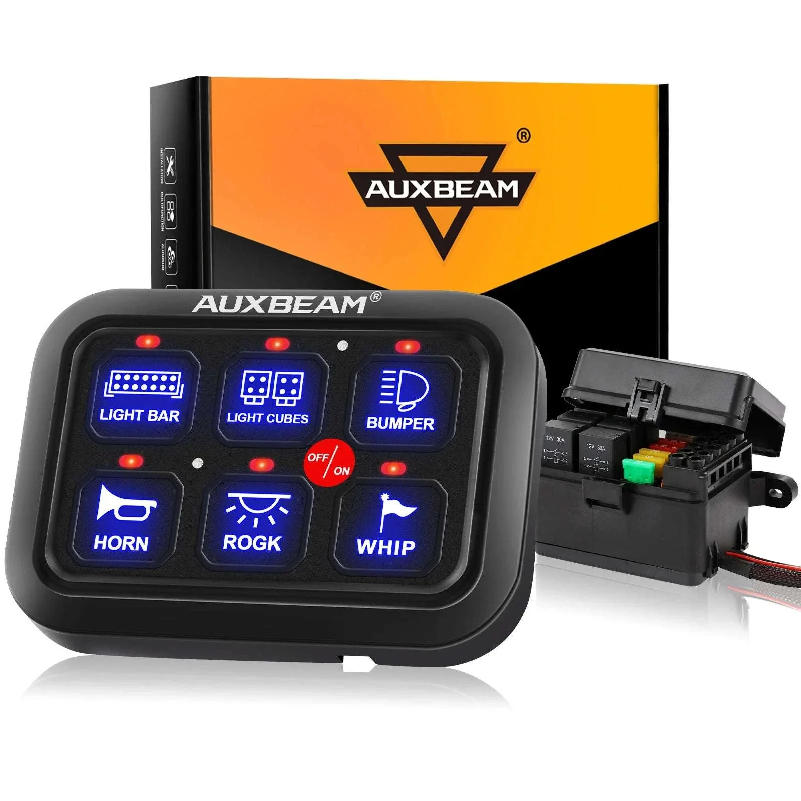 6-Gang Car Switch Panel 720W 12V Relay System for Lights & Accessories