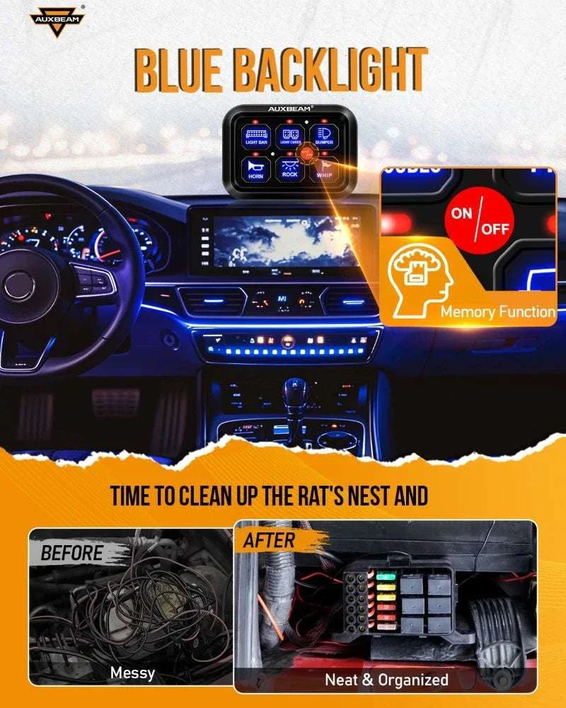 6-Gang Car Switch Panel 720W 12V Relay System for Lights & Accessories - Image 4