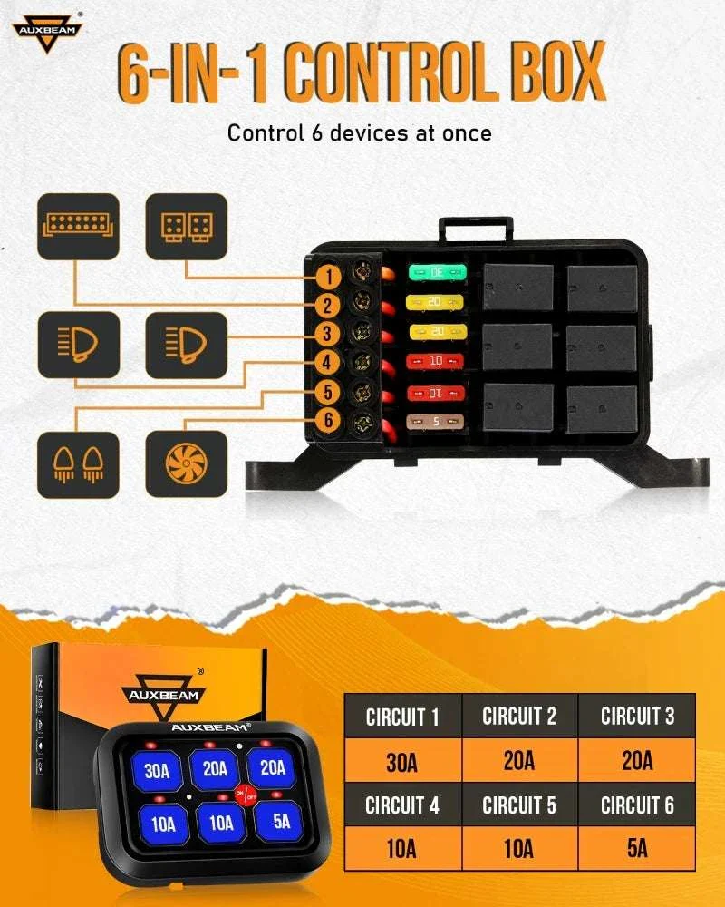 6-Gang Car Switch Panel 720W 12V Relay System for Lights & Accessories - Image 9