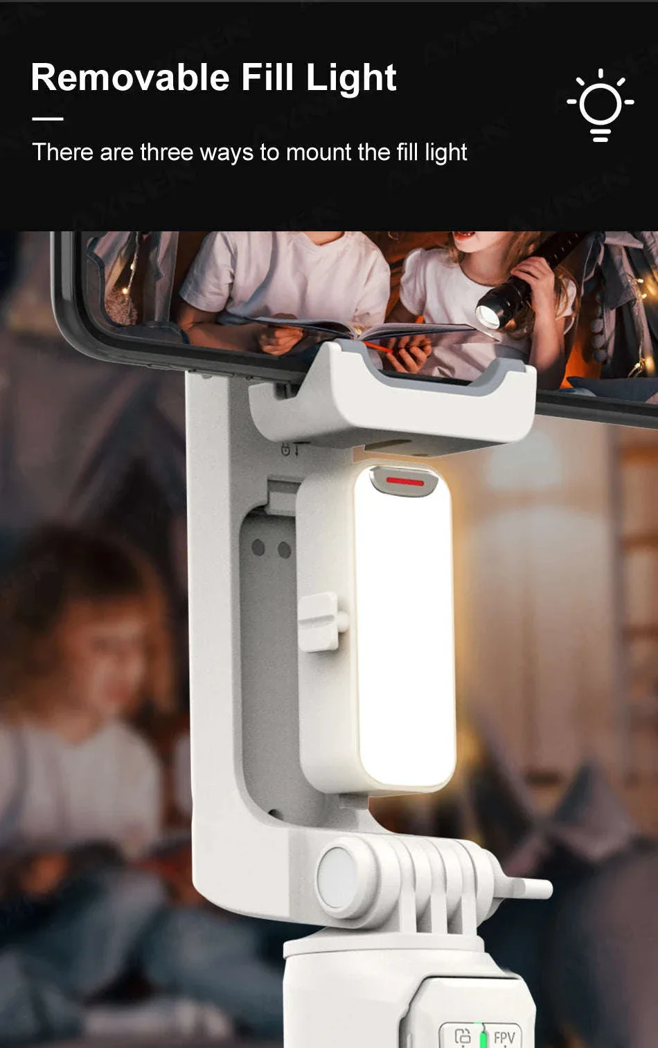 AXNEN A10 Smartphone Gimbal Stabilizer with Fill Light - Image 16