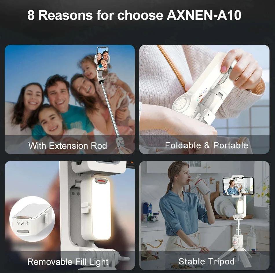 AXNEN A10 Smartphone Gimbal Stabilizer with Fill Light - Image 8