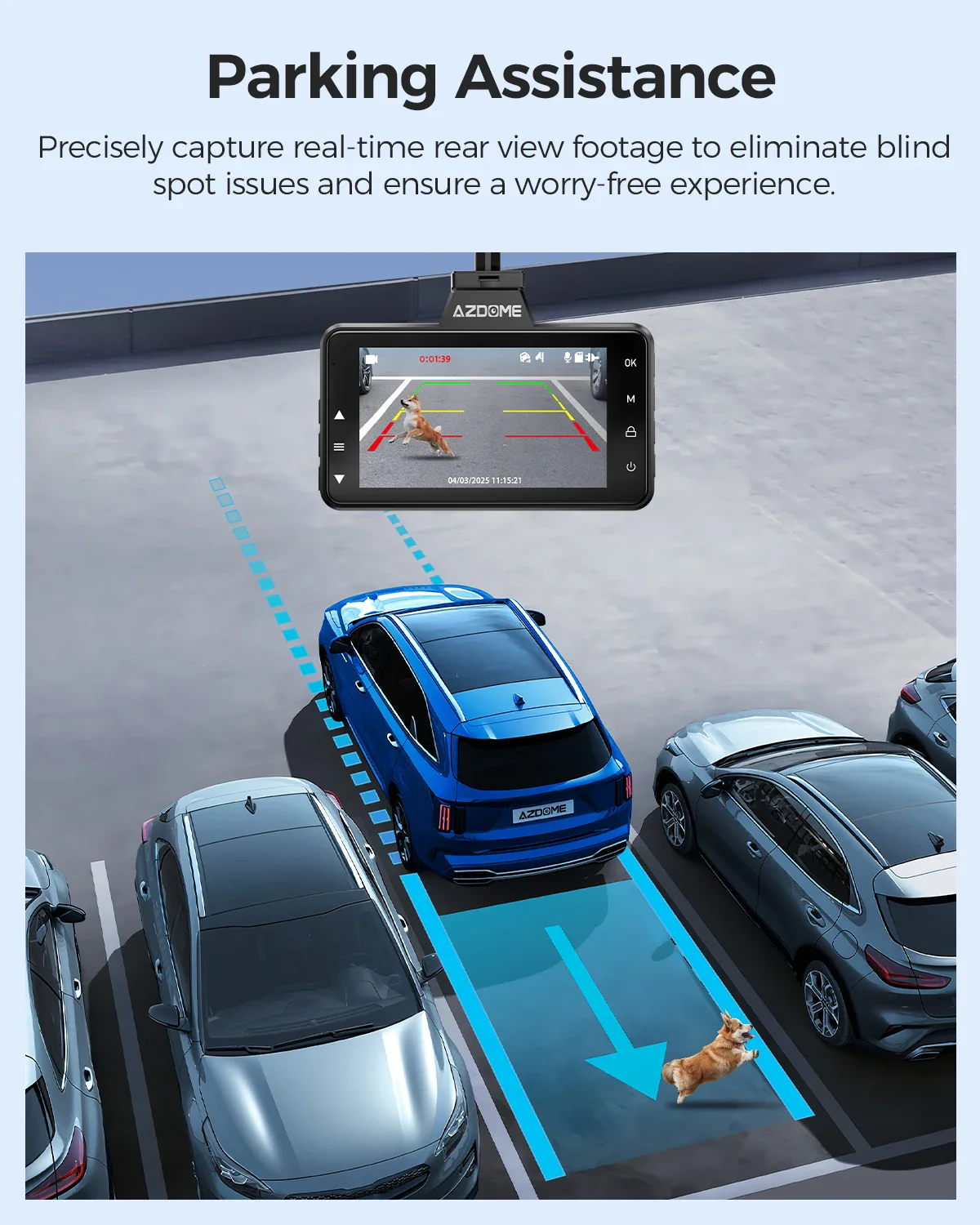 AZDOME 4K Dual Dash Cam with 3" Screen and Rear Camera - Image 4