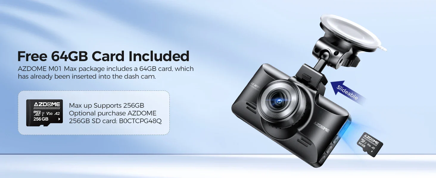 AZDOME 4K Dual Dash Cam with 3" Screen and Rear Camera - Image 9