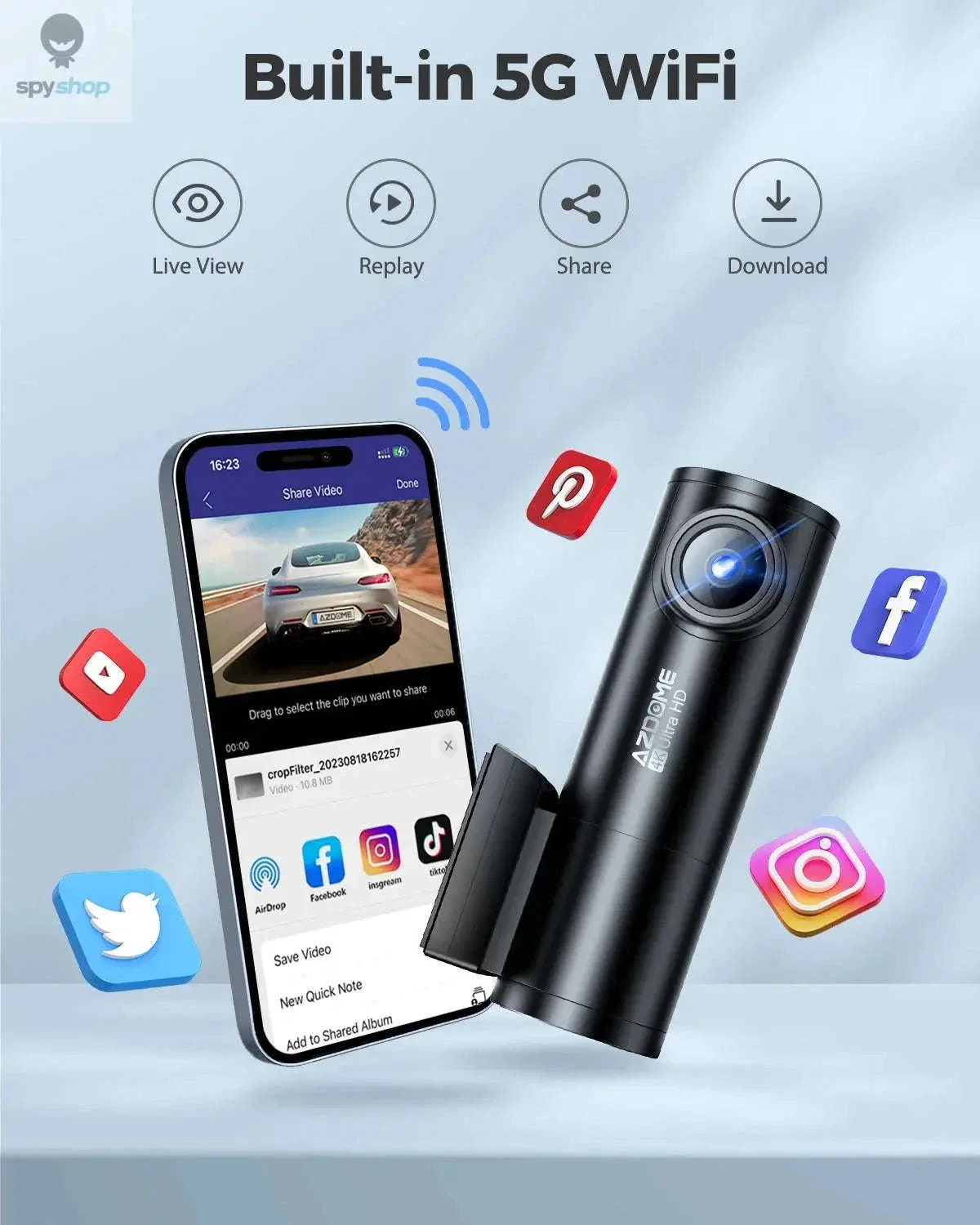 AZDOME M300S 4K Dual Dash Cam with GPS, WiFi & Voice Control - Image 4