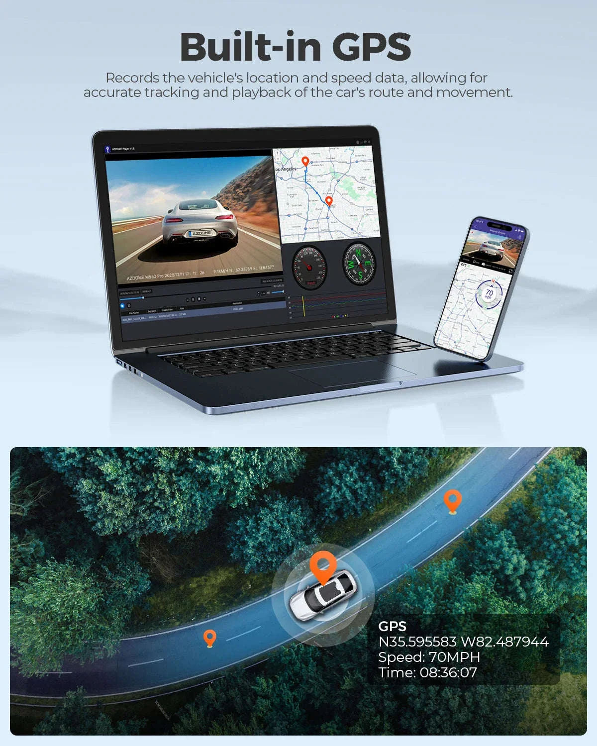 AZDOME M550 Pro 3-Channel Dash Cam with GPS & WiFi - Image 6