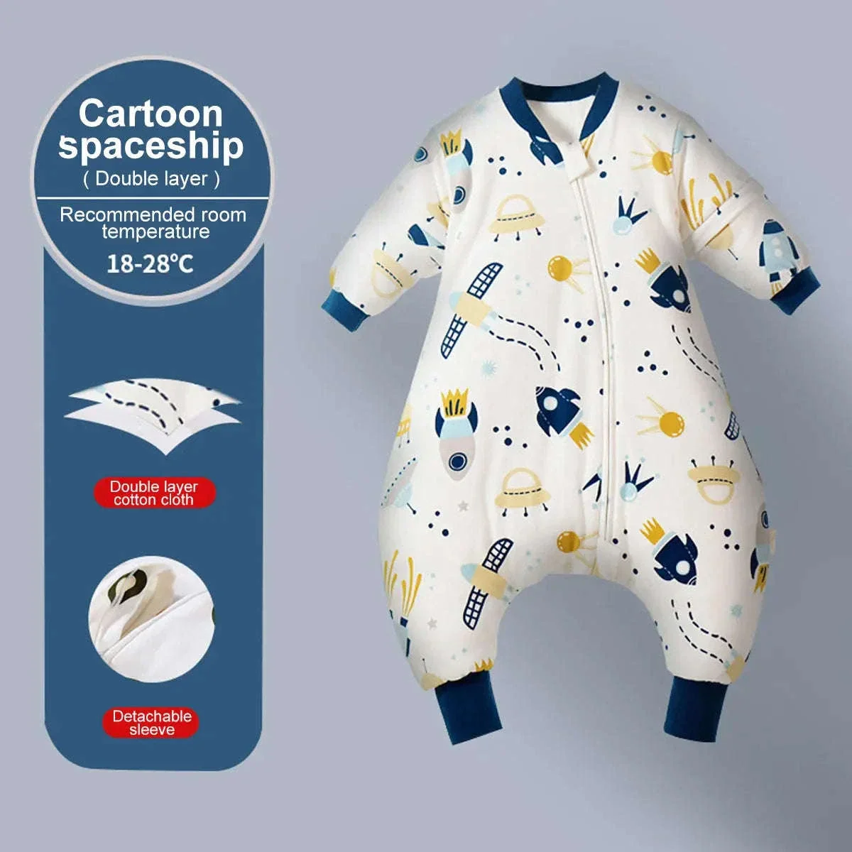 Baby Cartoon Split-Legged Sleepsack with Detachable Sleeves - Image 18