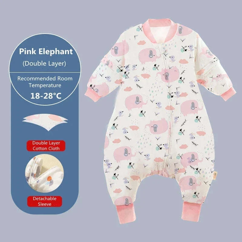 Baby Cartoon Split-Legged Sleepsack with Detachable Sleeves - Image 20
