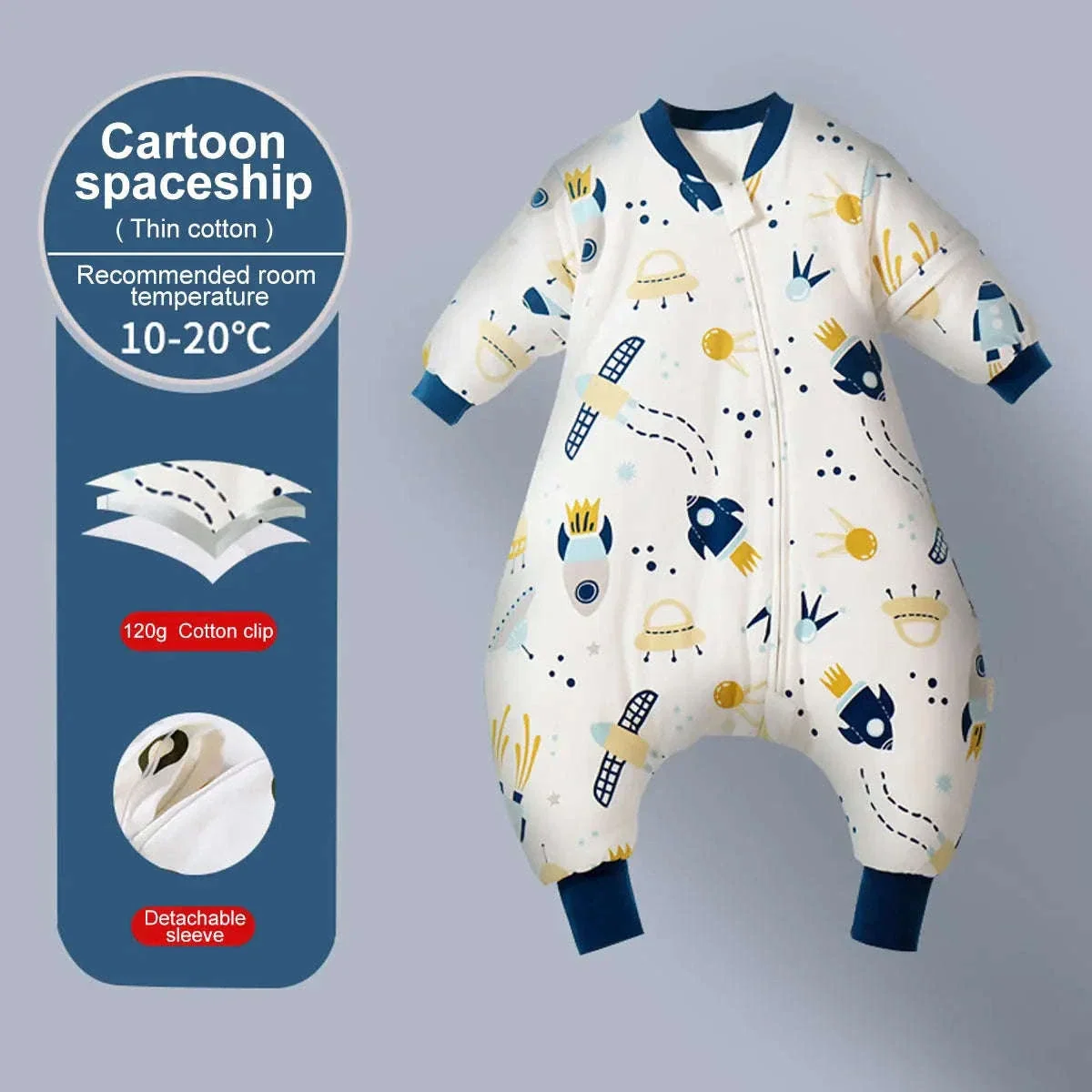 Baby Cartoon Split-Legged Sleepsack with Detachable Sleeves - Image 21