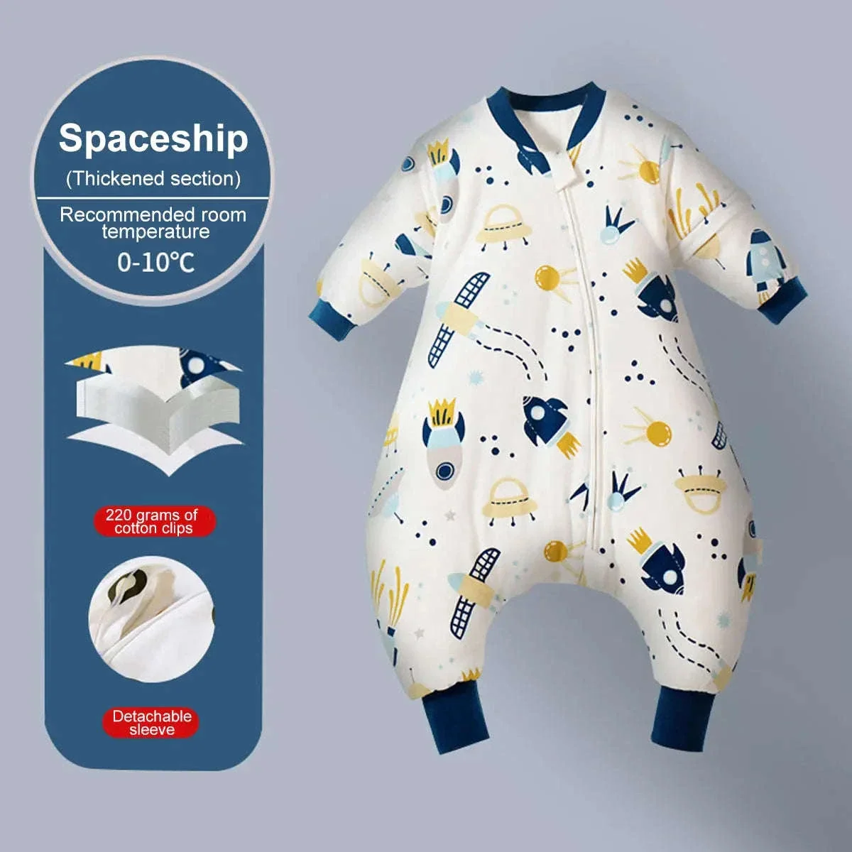 Baby Cartoon Split-Legged Sleepsack with Detachable Sleeves - Image 24