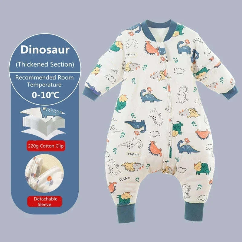 Baby Cartoon Split-Legged Sleepsack with Detachable Sleeves - Image 25