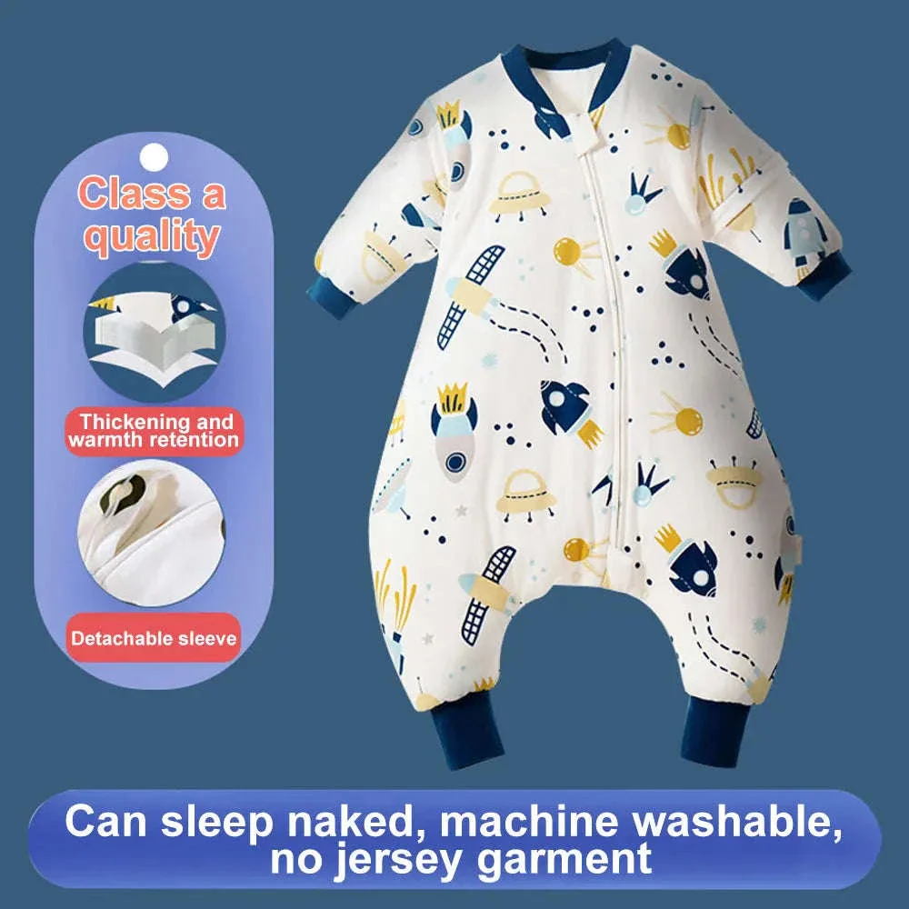 Baby Cartoon Split-Legged Sleepsack with Detachable Sleeves - Image 3