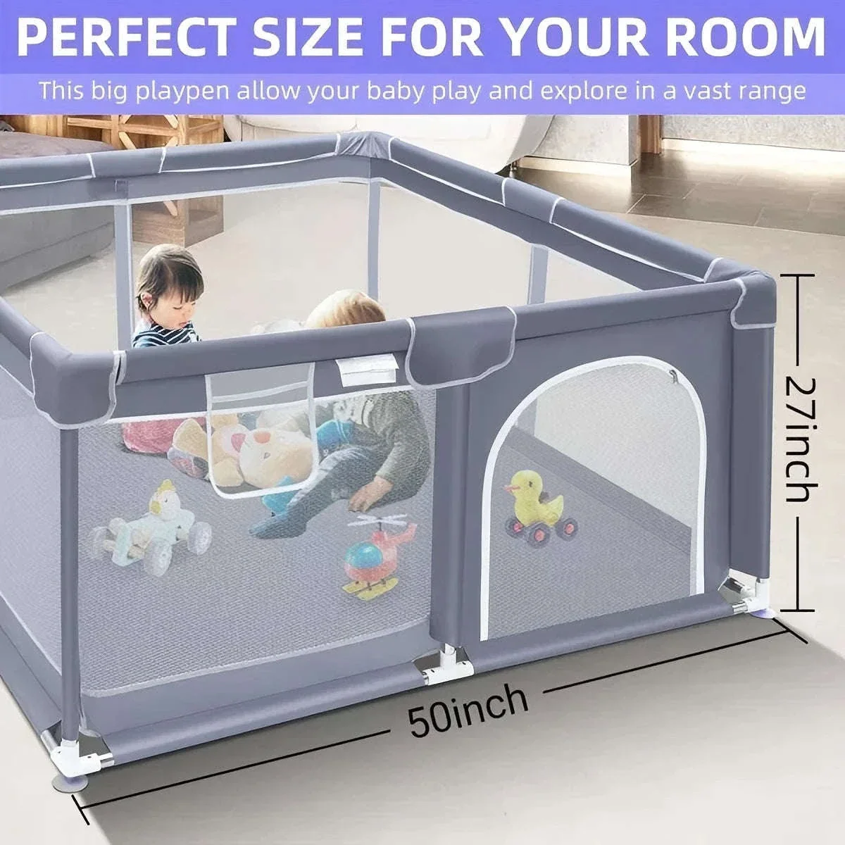 Extra Large Baby Playpen for Indoor and Outdoor Use, 360° Visibility - Image 2