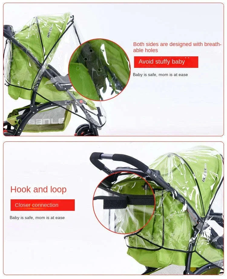 Universal Baby Stroller Rain Cover for Wet, Windy Walks - Image 13