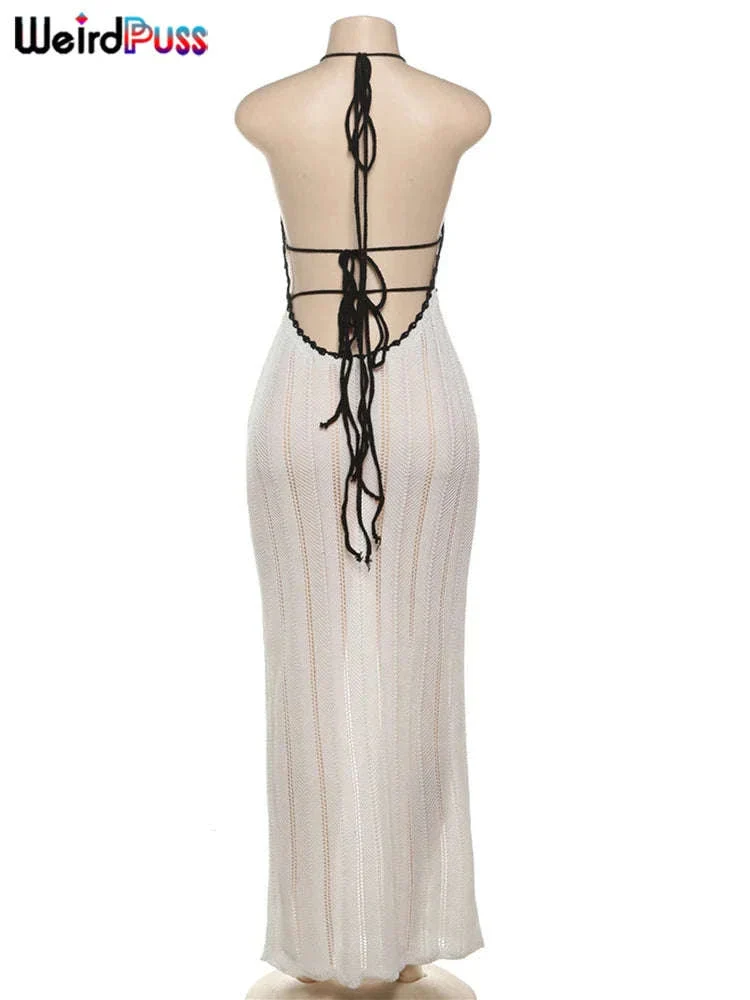 Backless Halter Lace-Up Maxi Dress – Slim Fit Summer Club Style - Image 8