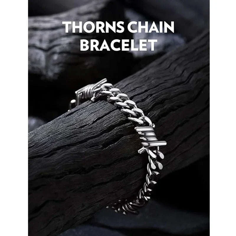 Barbed Wire Cuban Chain Bracelet Stainless Steel Punk Gothic Style - Image 5