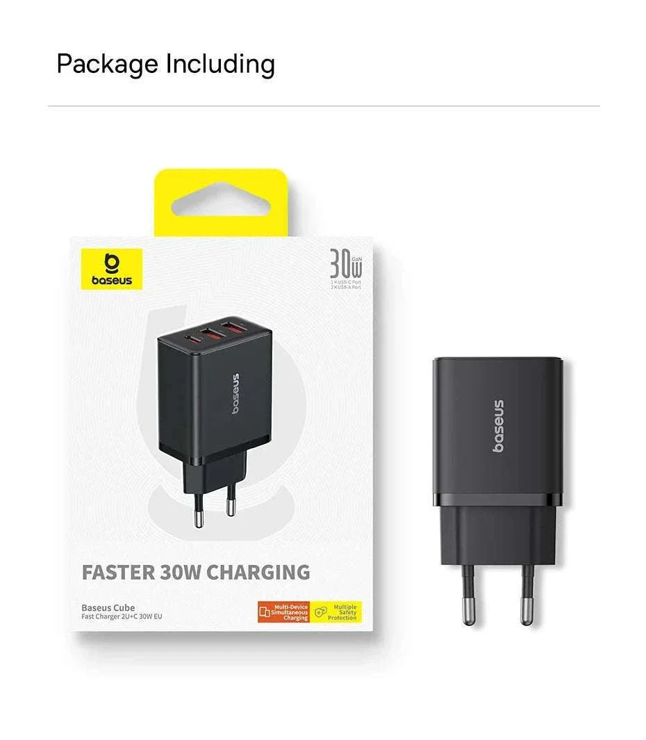 Baseus 30W Fast Charger 3-Port USB-C PD & QC3.0 Wall Adapter - Image 17