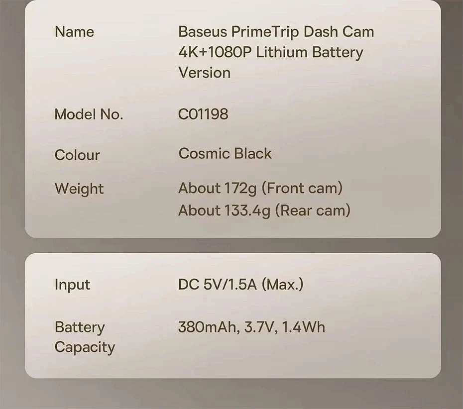 Baseus 4K Front and Rear Dash Cam with STARVIS Night Vision - Image 25