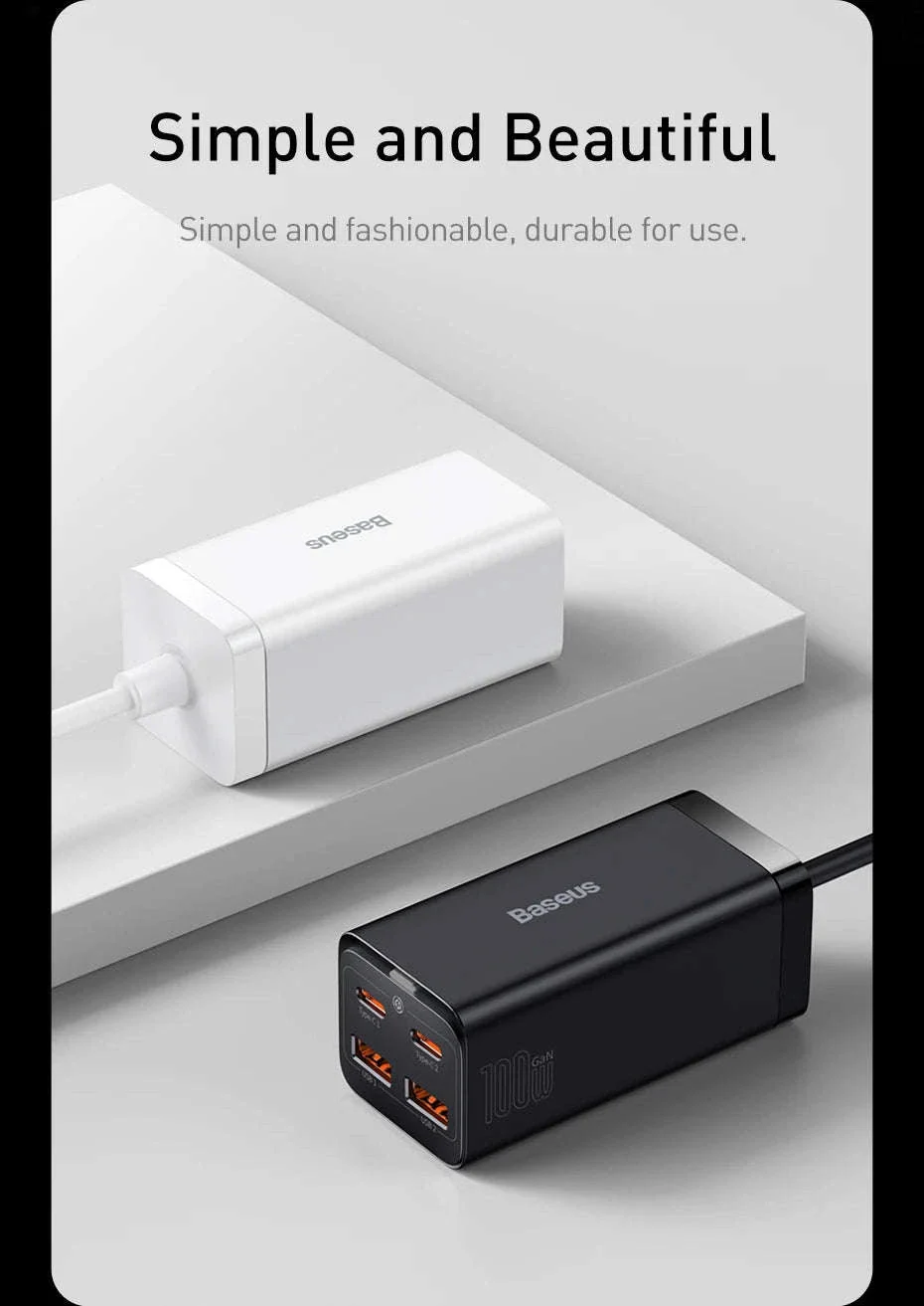 Baseus 65W/100W GaN Desktop Charger 4-Port Fast Charging Station - Image 25