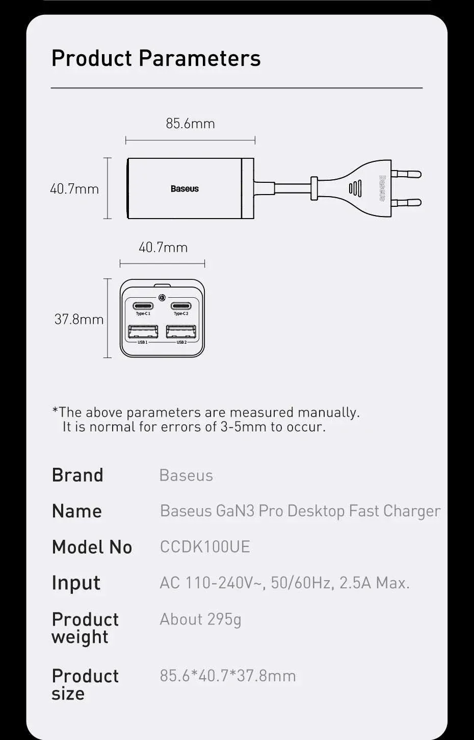 Baseus 65W/100W GaN Desktop Charger 4-Port Fast Charging Station - Image 26